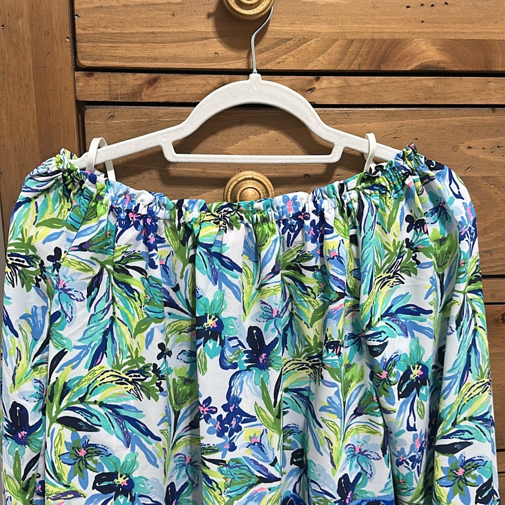 Lilly Pulitzer Floral Off-Shoulder Top - Blue and Green